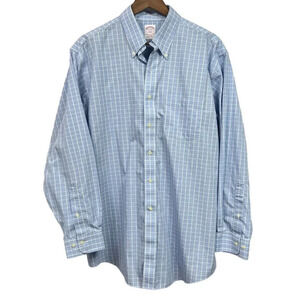 Brooks Brothers 346 Mens Blue White Long Sleeve Button Down Shirt Size 17 - 4/5